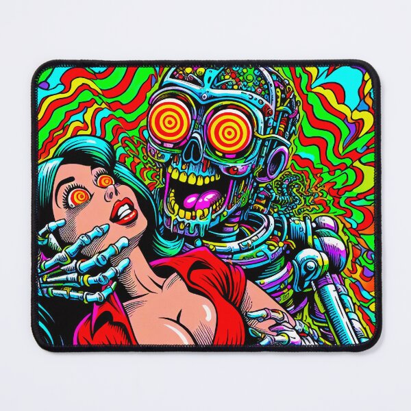 Artikelvorschau, Trippy psychedelischer hypnotisierender Roboter-Maniac entworfen und verkauft von AIPixelMaster.