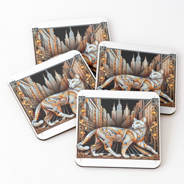 Item preview, Cat with gold decorations: Cat's Metropolitan Charm designed and sold by KreaDesignOne.