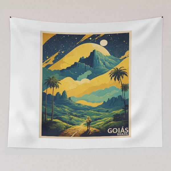 Item preview, Goias Brazil Starry Night and Moon Vintage Poster Tourism  designed and sold by TravelersGems.