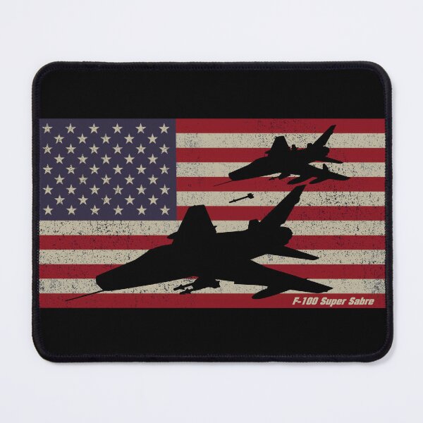 Item preview, F-100 Super Sabre Fighter Plane USA Patriotic Flag designed and sold by MilitaryMart.