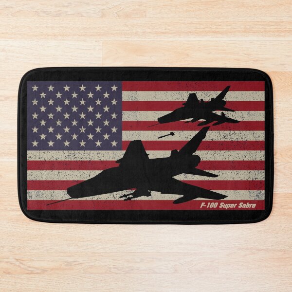 Item preview, F-100 Super Sabre Fighter Plane USA Patriotic Flag designed and sold by MilitaryMart.