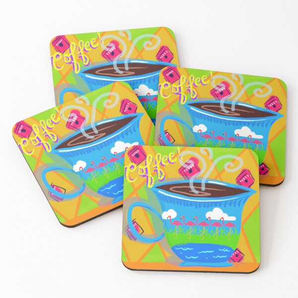Item preview, Coffee Cup with Flamingos Folk Art Whimsical Style by Cherie(c)2024 designed and sold by CheriesArt.