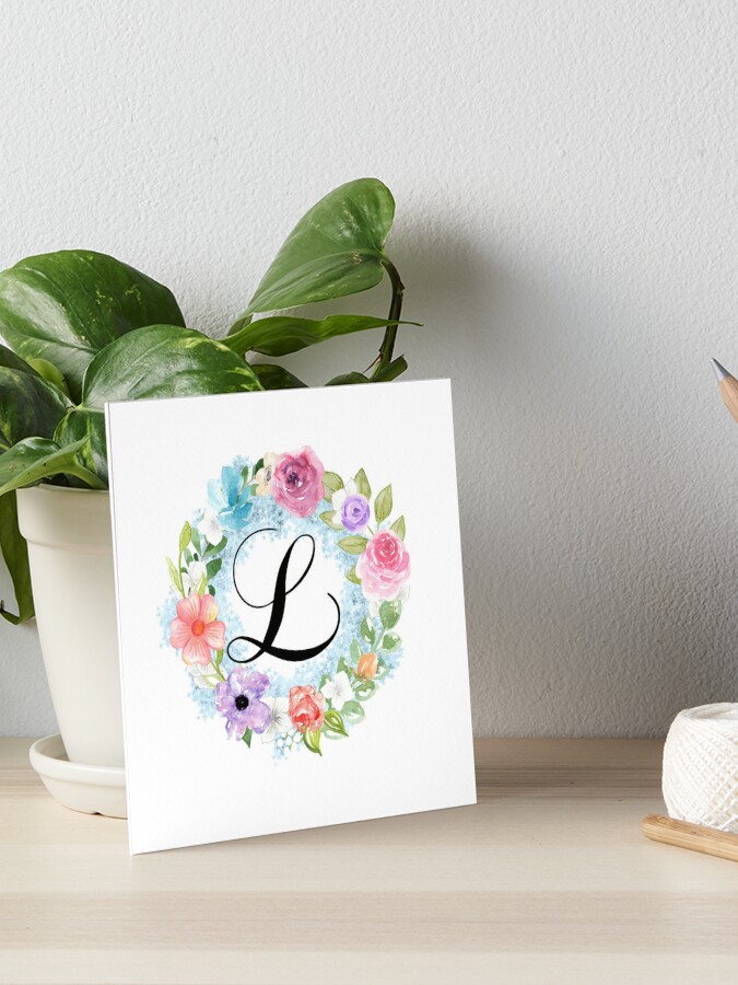 2 Round Watercolor Floral Monogram Stickers