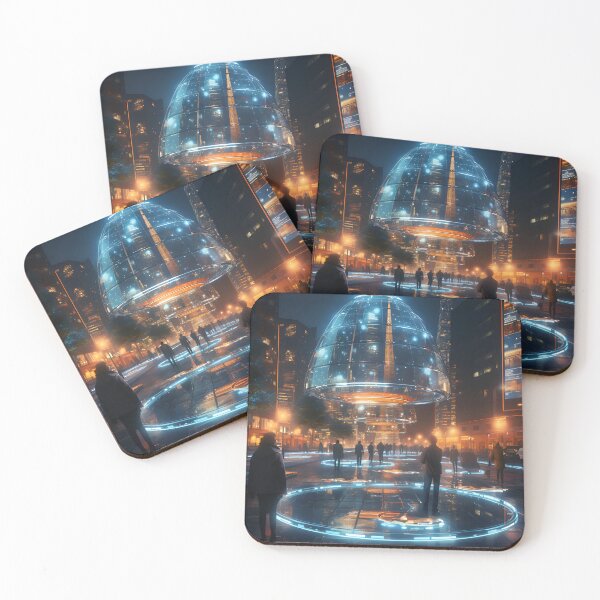 Item preview, People stand on a bustling road, surrounded by the luminous spectacle holographic displays designed and sold by oilidesing.