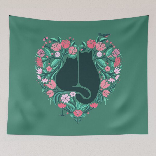 Item preview, I Heart Cats and Flowers (Green Version) designed and sold by littleclyde.