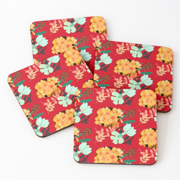 Item preview, Blooming hydrangeas on a red background. designed and sold by Meteryards.
