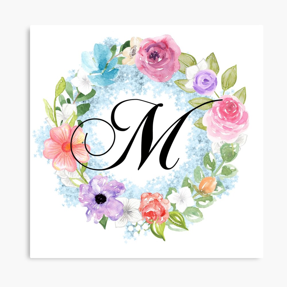 Floral M Monogram Art Print by TheTeeMachine