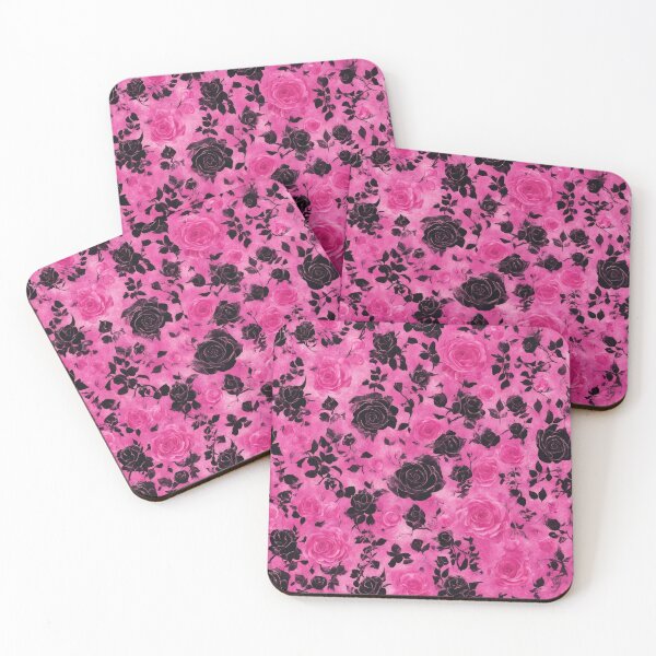 Item preview, Gothic hot pink and black roses love. designed and sold by madhatdesigns.