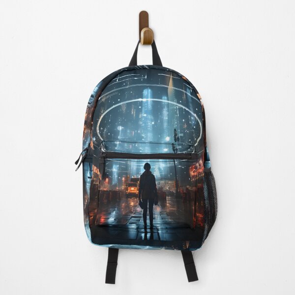 Item preview, Man stand on a bustling road, surrounded by the luminous spectacle holographic displays designed and sold by oilidesing.