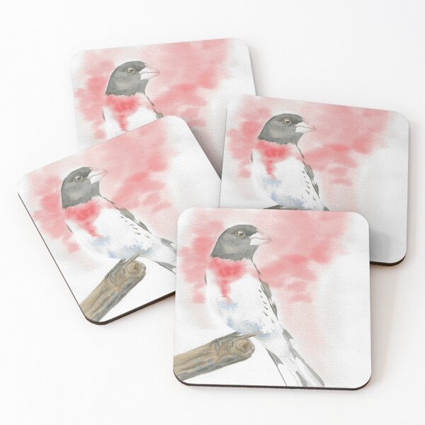 Item preview,  rose-breasted grosbeak bird watercolor portrait designed and sold by L'Atelier Oranjade.