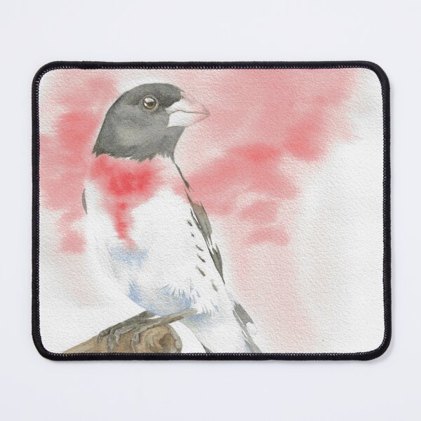 Item preview, rose-breasted grosbeak bird watercolor portrait designed and sold by L'Atelier Oranjade.