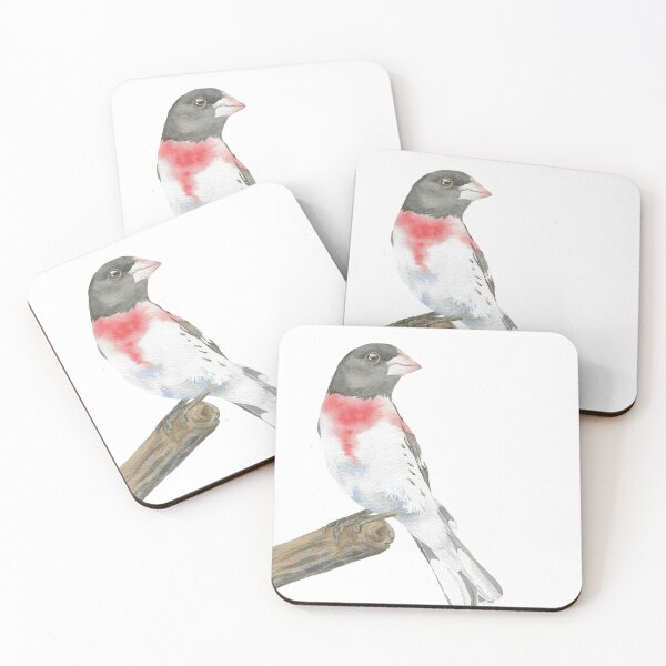 Item preview, Rose-breasted grosbeak bird watercolor portrait designed and sold by L'Atelier Oranjade.