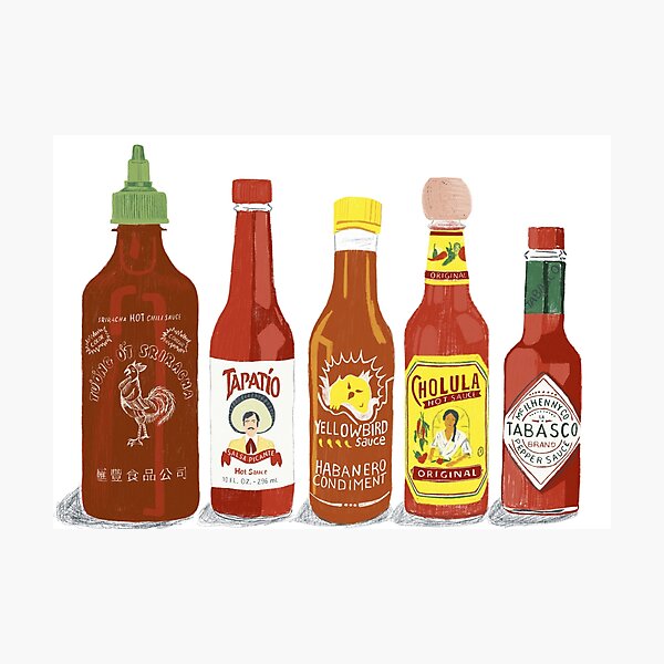 Download Sriracha Bottles Yellow Background Photographic Print By Maddisonegreen Redbubble PSD Mockup Templates