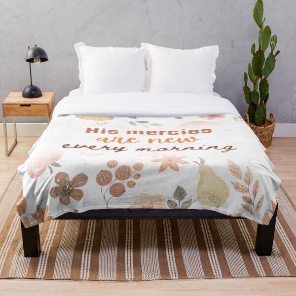 Item preview, His Mercies Are New Every Morning Soft Colors Autumnal Bedspread designed and sold by FreedByJesus.