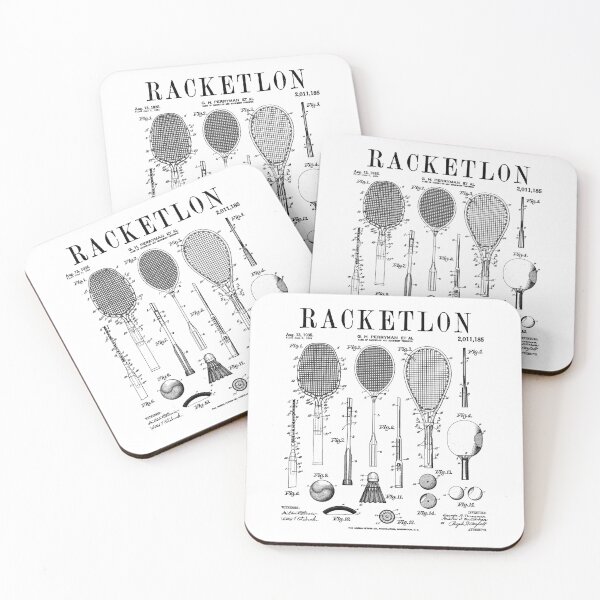Artikelvorschau, Racketlon Spieler Schläger Sport Lustiger Vintage Patentdruck entworfen und verkauft von GrandeDuc.