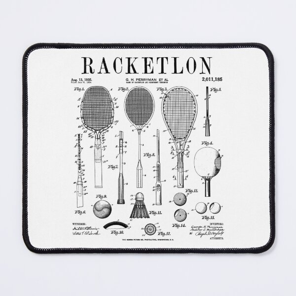 Item preview, Racketlon Player Racket Sports Funny Vintage Patent Print designed and sold by GrandeDuc.