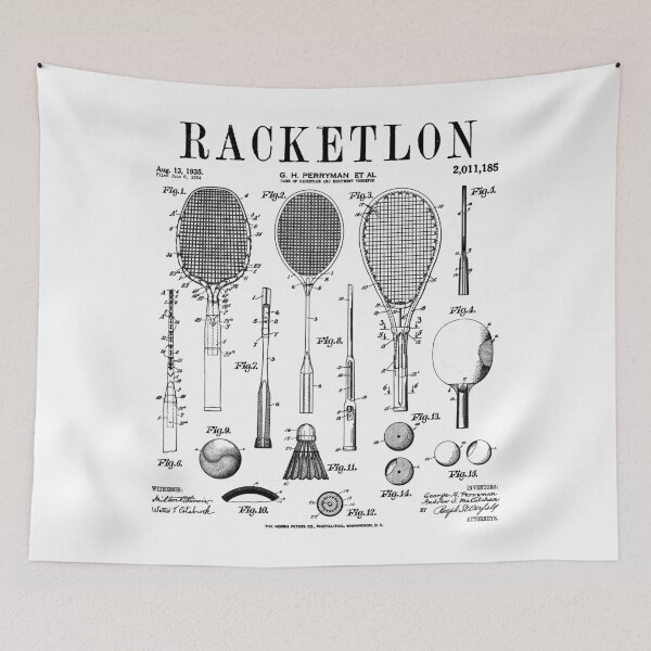Item preview, Racketlon Player Racket Sports Funny Vintage Patent Print designed and sold by GrandeDuc.