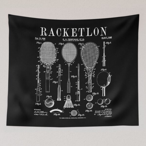 Item preview, Racketlon Player Racket Sports Funny Vintage Patent Print designed and sold by GrandeDuc.