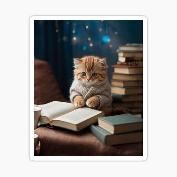 Item preview, Whisker Scholar: Kitty's Bookish Adventures designed and sold by ARESUSTAR.