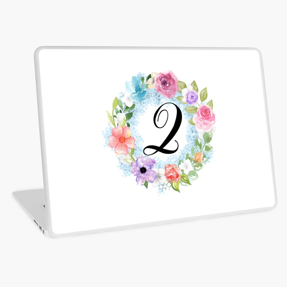 2 Round Watercolor Floral Monogram Stickers