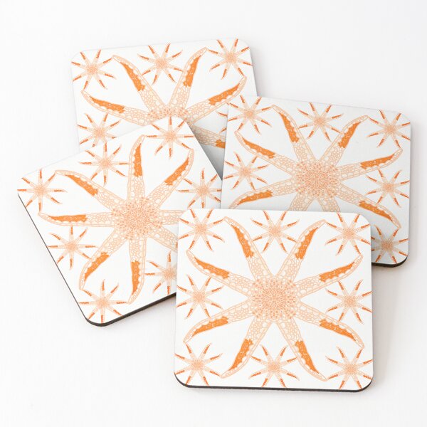 Item preview, Starfish repeat motifs in orange pastel color. designed and sold by Meteryards.