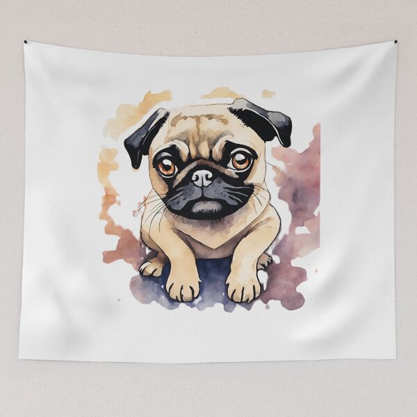 Item preview, pug in watercolors designed and sold by VanyAshop.