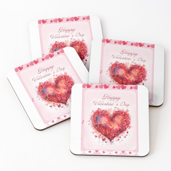 Item preview, Happy Valentine card with watercolor red  Heart and flowers St Valentine's Day postcard designed and sold by Createya.