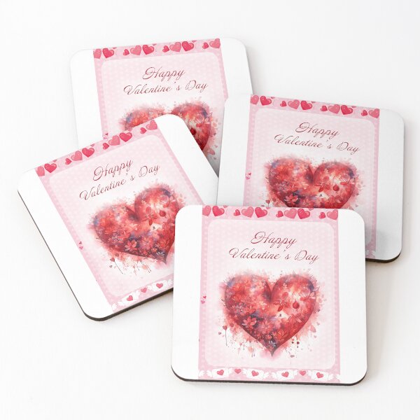 Item preview, Happy Valentine card with watercolor red  Heart and flowers St Valentine's Day postcard designed and sold by Createya.