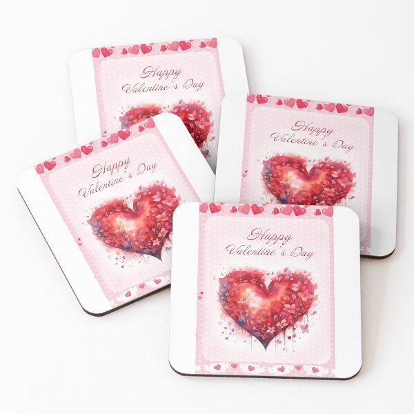 Item preview, Happy Valentine card with watercolor red  Heart and flowers St Valentine's Day postcard designed and sold by Createya.