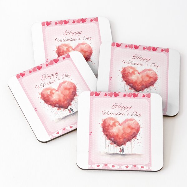 Item preview, Happy Valentine card with watercolor red  Heart and flowers St Valentine's Day postcard designed and sold by Createya.
