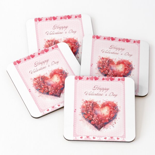 Item preview, Happy Valentine card with watercolor red  Heart and flowers St Valentine's Day postcard designed and sold by Createya.