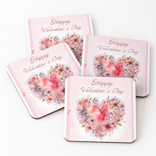 Item preview, Happy Valentine's day card with watercolor red  Heart and flowers St Valentine's Day postcard designed and sold by Createya.