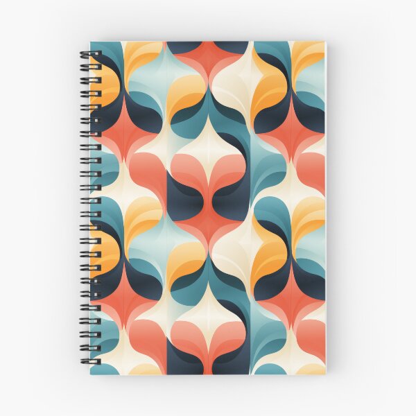 Item preview, Mid-Century Modern Abstract Curves Pattern in Navy, Teal, Coral and Mustard #5 designed and sold by EtherealEchoes.
