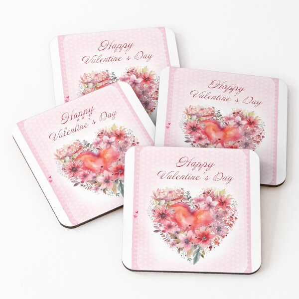 Item preview, Happy Valentine's day card with watercolor red  Heart and flowers St Valentine's Day postcard designed and sold by Createya.