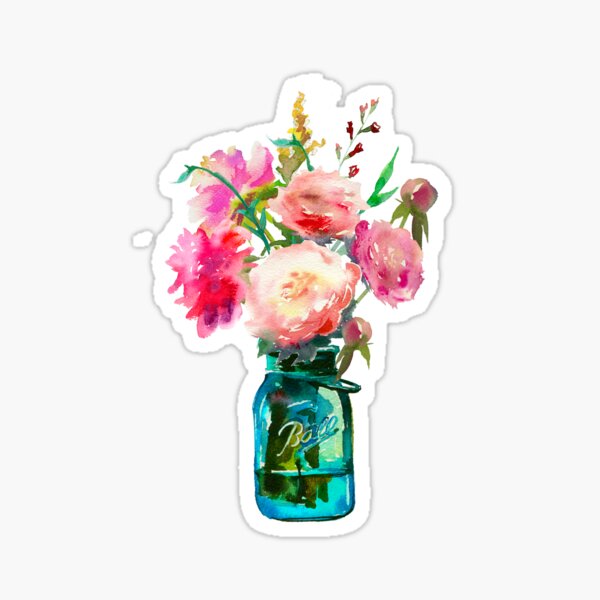 Artikel-Vorschau von Aquarell Einmachglas Blumen, designt und verkauft von SouthPrints.