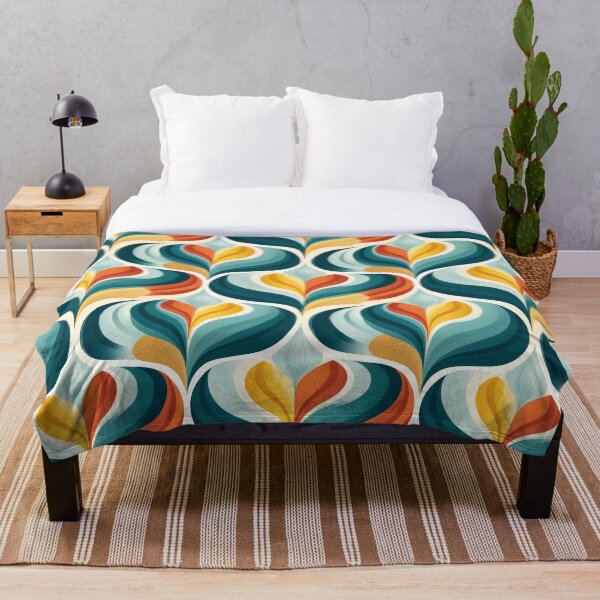 Item preview, Mid-Century Modern Abstract Curves Pattern in Navy, Teal, Coral and Mustard #7 designed and sold by EtherealEchoes.