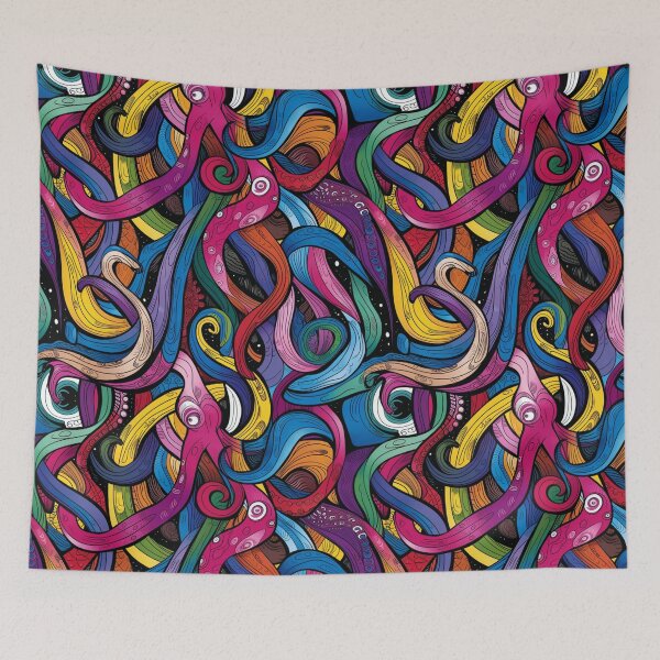 Item preview, Tangles mess. Colourful octopus tentacles pattern designed and sold by FloralZoo.