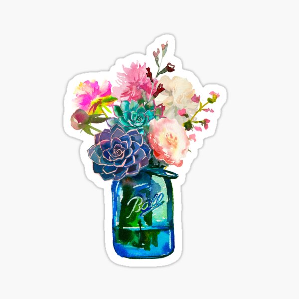 Artikel-Vorschau von Aquarell Einmachglas Blumen, designt und verkauft von SouthPrints.