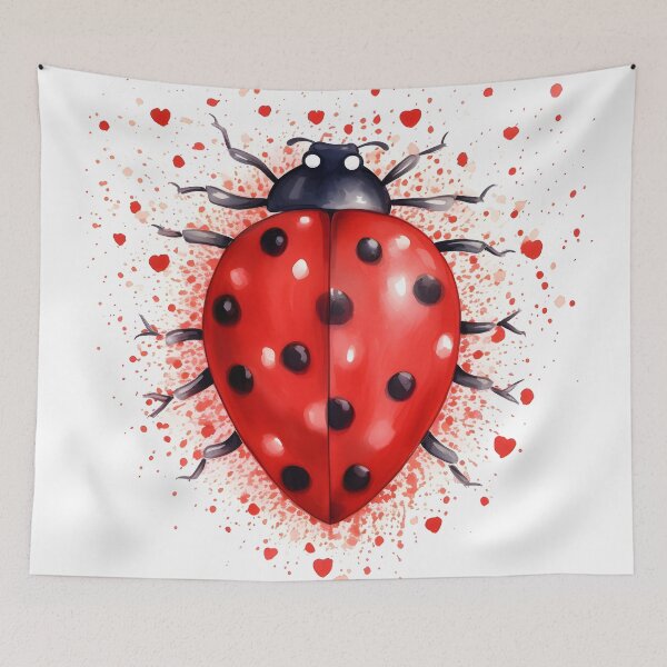 Item preview, Ladybug surrounded by hearts hand drawing designed and sold by dcrc.