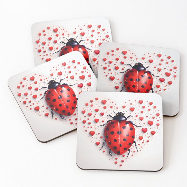 Item preview, Ladybug surrounded by hearts hand drawing designed and sold by dcrc.