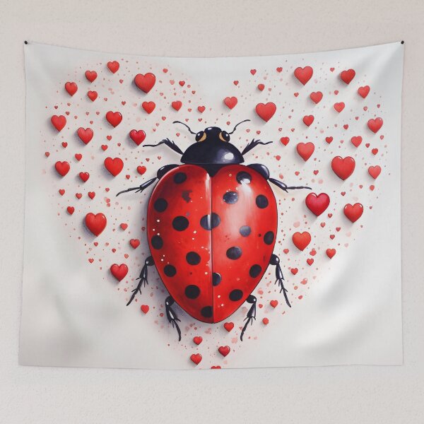 Item preview, Ladybug surrounded by hearts hand drawing designed and sold by dcrc.