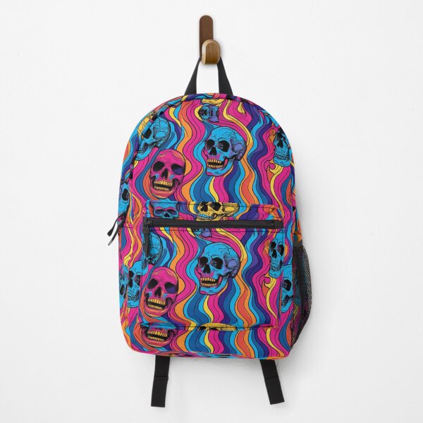 Item preview, Skulls and wavy lines trippy disco vibe designed and sold by FloralZoo.