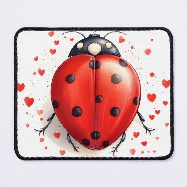 Item preview, ladybug surrounded by hearts hand drawing designed and sold by dcrc.