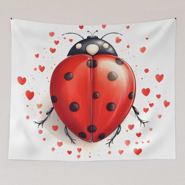 Item preview, ladybug surrounded by hearts hand drawing designed and sold by dcrc.