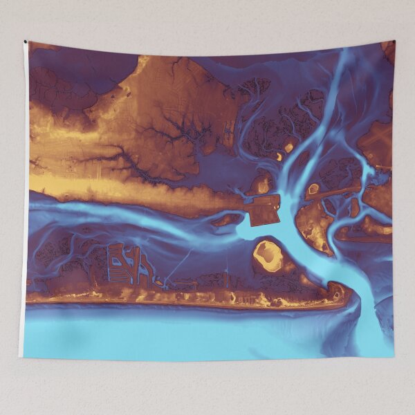 Item preview, Outer Banks, NC map in comic colors designed and sold by DreamingBeetle.