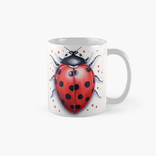 Item preview, ladybug surrounded by hearts hand drawing designed and sold by dcrc.
