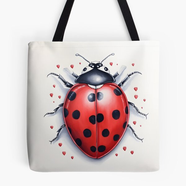 Item preview, ladybug surrounded by hearts hand drawing designed and sold by dcrc.