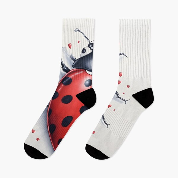 Item preview, ladybug surrounded by hearts hand drawing designed and sold by dcrc.
