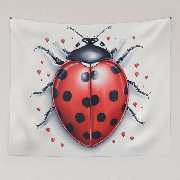 Item preview, ladybug surrounded by hearts hand drawing designed and sold by dcrc.