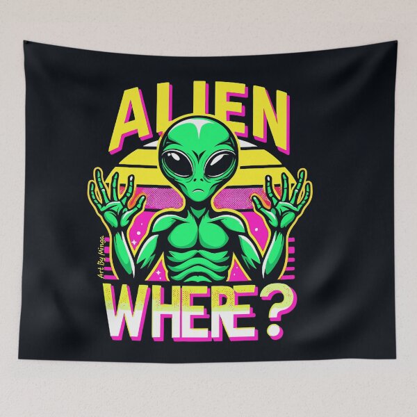 Item preview, Art By Minga Neon Alien Where? Design designed and sold by Artbyminga.